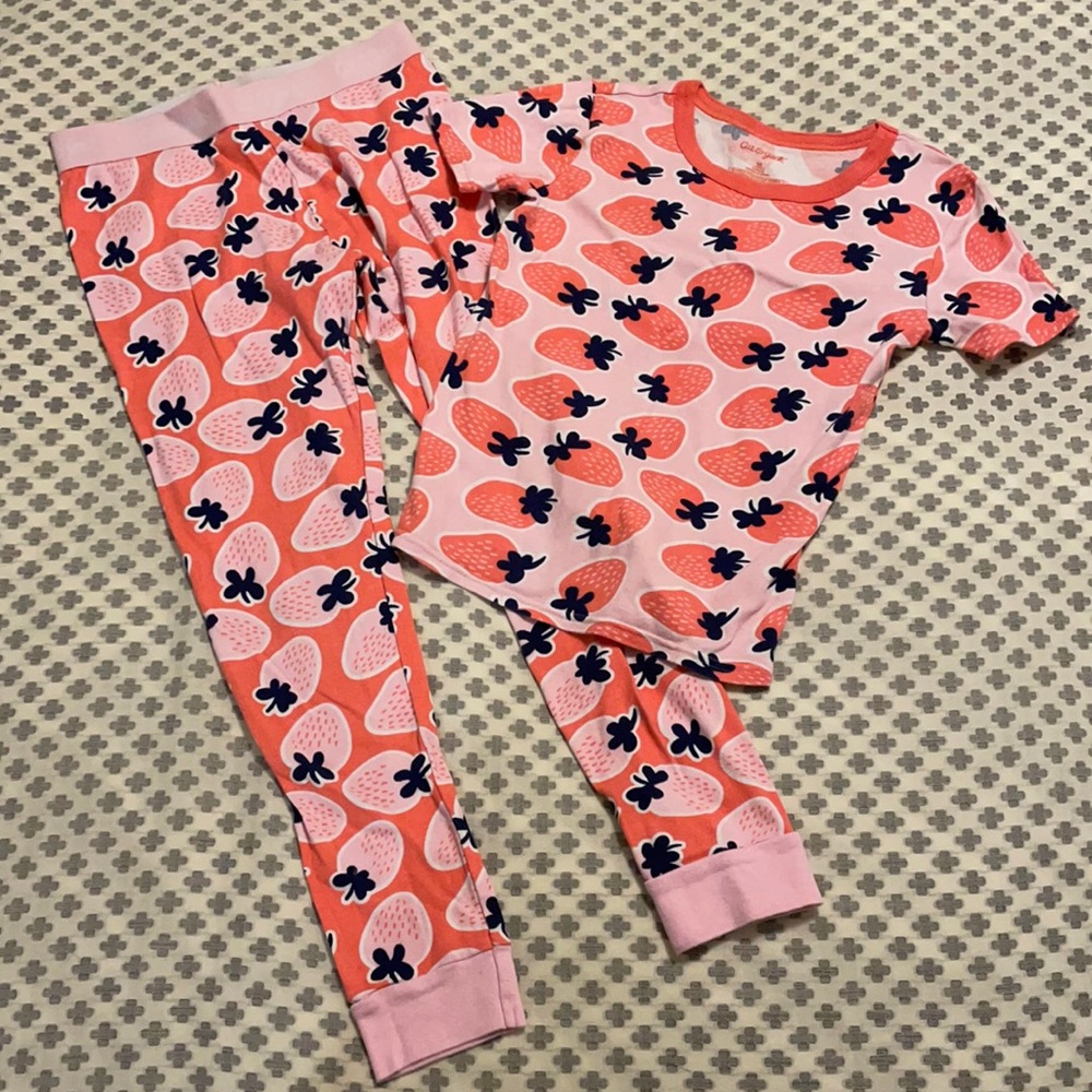 Girls size 10 strawberry print cotton pajama set